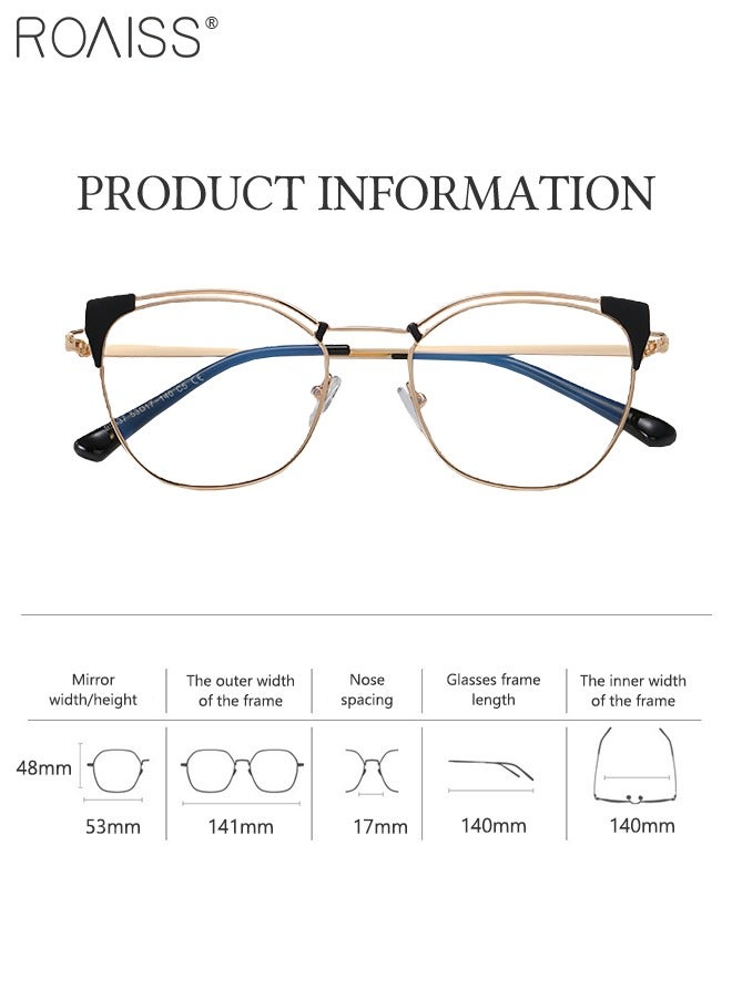رويس نظارات حجب الضوء الأزرق للنساء، نظارات ذهبية لامعة، فلتر الضوء الأزرق، نظارات كمبيوتر، ألعاب، تلفزيون، هواتف، نظارات عين القطة، نظارات عصرية مضادة لإجهاد العين، نظارات الصداع، مقاس 53 مم - Image 4
