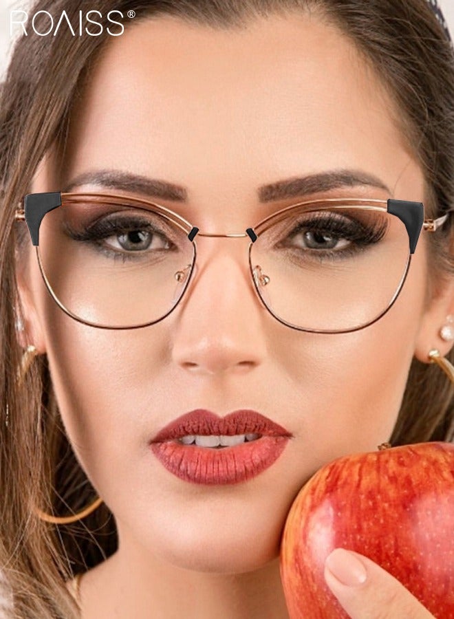 رويس نظارات حجب الضوء الأزرق للنساء، نظارات ذهبية لامعة، فلتر الضوء الأزرق، نظارات كمبيوتر، ألعاب، تلفزيون، هواتف، نظارات عين القطة، نظارات عصرية مضادة لإجهاد العين، نظارات الصداع، مقاس 53 مم - Image 2