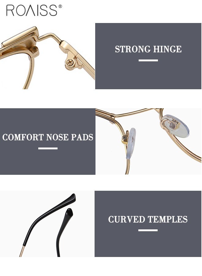 رويس نظارات حجب الضوء الأزرق للنساء، نظارات ذهبية لامعة، فلتر الضوء الأزرق، نظارات كمبيوتر، ألعاب، تلفزيون، هواتف، نظارات عين القطة، نظارات عصرية مضادة لإجهاد العين، نظارات الصداع، مقاس 53 مم - Image 5