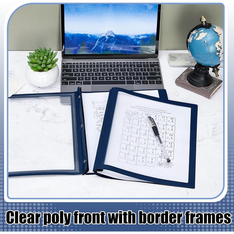 Teling 36 Pcs Report Covers with 3 Prong Fasteners Clear Front Presentation Folders Frame View Poly Report Folder Presentation Binder for Paper Document School Office (Navy Blue) - Image 4