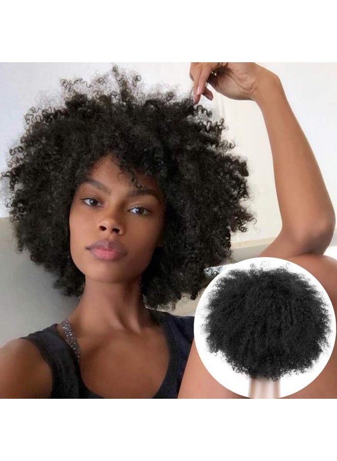 BECUS Afro Curly Wigs For Black Women Heat Resistant Brazilian Remy Human Hair Wigs(8 Inches Natural Spiral Black #1B)  - Image 1