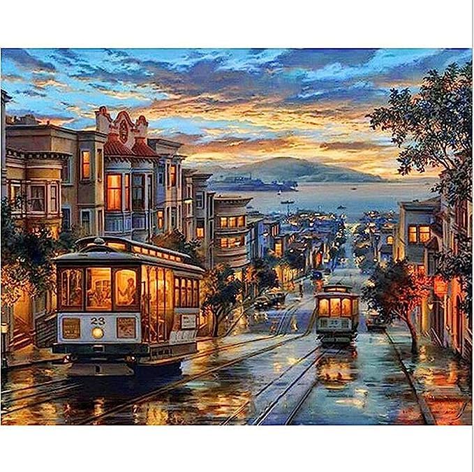 TREXEE DIY Oil Paint By Number kit PrePrinted Textured Canvas with Painiting Brush Acrylic Easy Hobby Non Toxic Pigment Painting Kit 4050 CM for Adults Beginner Kids Gift Home Wall Decor Without Frame Diy Painting Kit DIY Paint by Numbers Kit DIY Acrylic Painting Kit DIY Oil Painting Kit