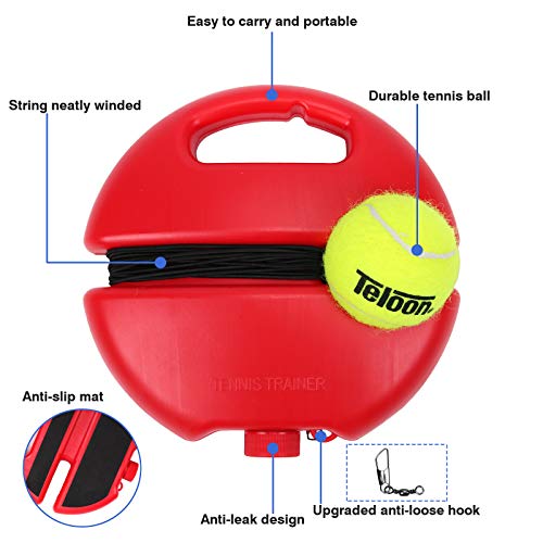 Teloon Solo Tennis Trainer Rebound Ball with String for Self Tennis Practice Training Tool for Adults or Kids Beginners with 2 String Balls Elastic and a Portable Mesh Bag - Image 2