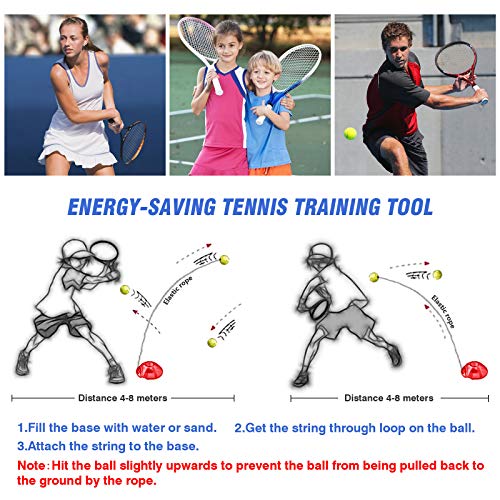 Teloon Solo Tennis Trainer Rebound Ball with String for Self Tennis Practice Training Tool for Adults or Kids Beginners with 2 String Balls Elastic and a Portable Mesh Bag - Image 5