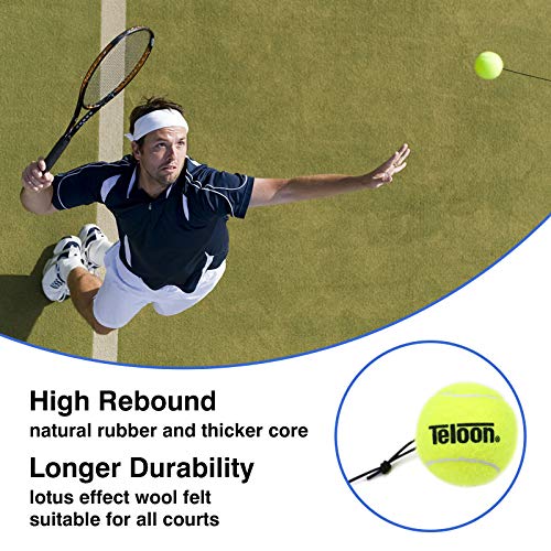 Teloon Solo Tennis Trainer Rebound Ball with String for Self Tennis Practice Training Tool for Adults or Kids Beginners with 2 String Balls Elastic and a Portable Mesh Bag - Image 4