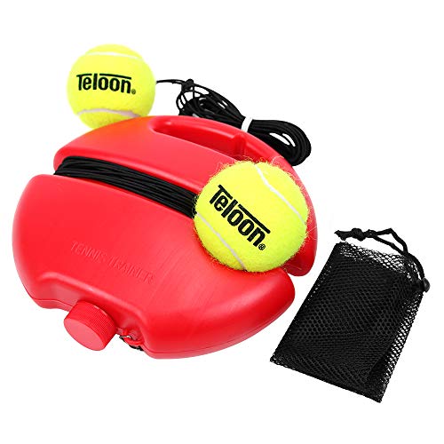 Teloon Solo Tennis Trainer Rebound Ball with String for Self Tennis Practice Training Tool for Adults or Kids Beginners with 2 String Balls Elastic and a Portable Mesh Bag - Image 1