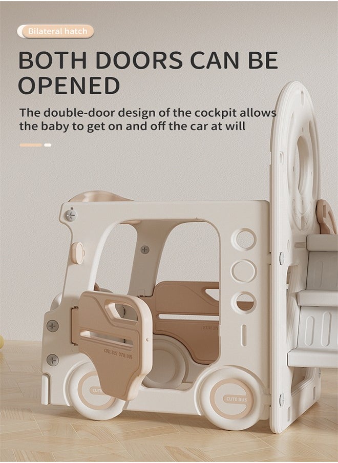 Beauenty - 5 in 1 Toddler Slide and Swing Set, Kid Slide for Toddlers Age 1+, Bus Themed Baby Slide with Basketball Hoop, Indoor and Outdoor Slide Toddler Playset Toddler Playground. - Image 1