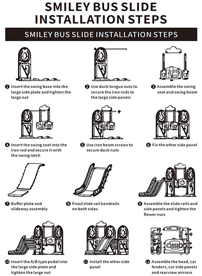 Beauenty - 5 in 1 Toddler Slide and Swing Set, Kid Slide for Toddlers Age 1+, Bus Themed Baby Slide with Basketball Hoop, Indoor and Outdoor Slide Toddler Playset Toddler Playground. - Image 1