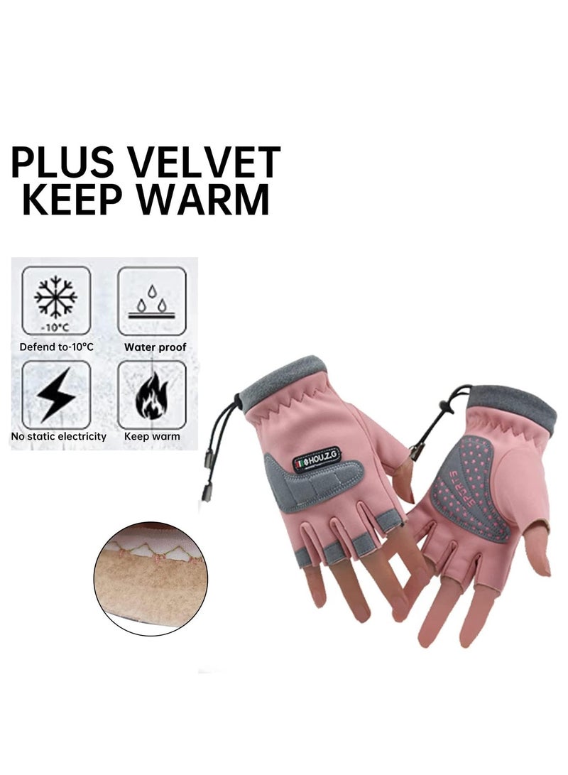 SYOSI Kids Cycling Gloves Waterproof Fingerless-Motorbike Non Slip Touchscreen Bike Glove for Children - Image 2