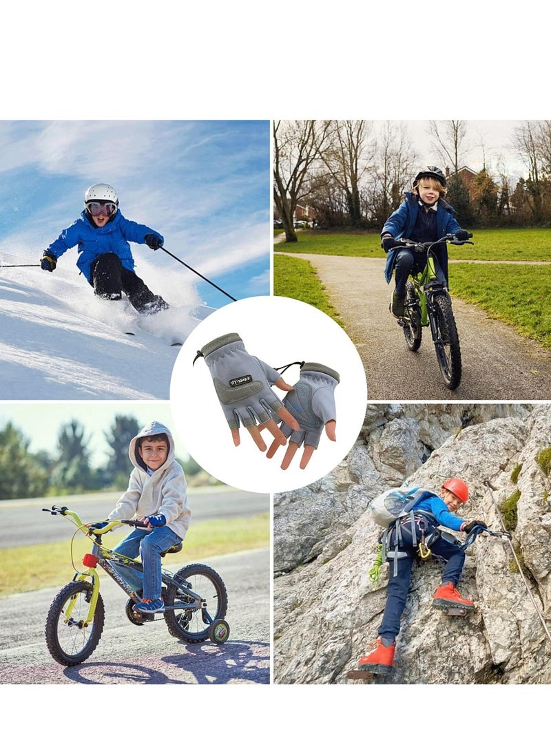 SYOSI Kids Cycling Gloves Waterproof Fingerless-Motorbike Non Slip Touchscreen Bike Glove for Children - Image 5