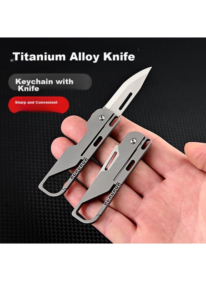 DiGallen Digalun Titanium Alloy Car Keychain With Mini Sharp Knife, Multifunctional Outdoor Portable Fruit-shaped Foldable Keyring For Men - Image 1