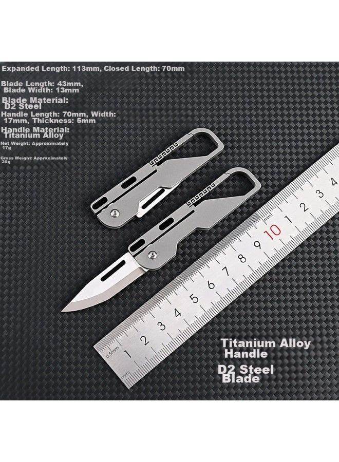 DiGallen Digalun Titanium Alloy Car Keychain With Mini Sharp Knife, Multifunctional Outdoor Portable Fruit-shaped Foldable Keyring For Men - Image 2