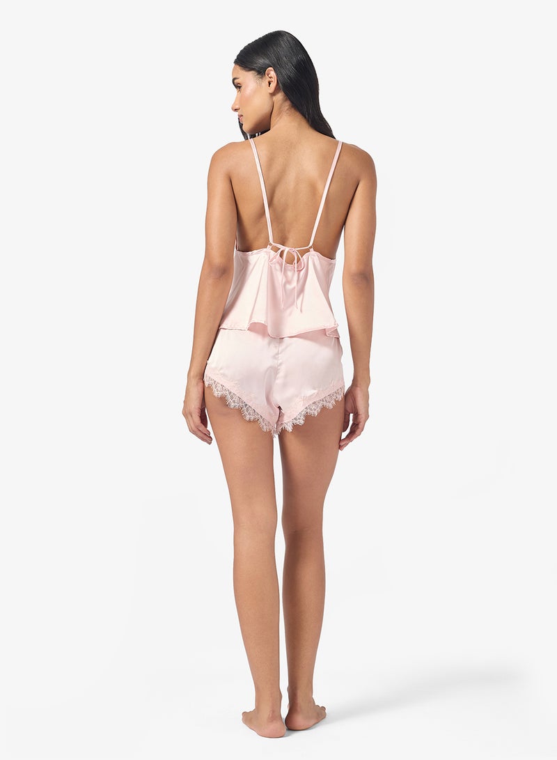Ginger Satin Lace Detail Cami Top & Pyjama Set - Image 2