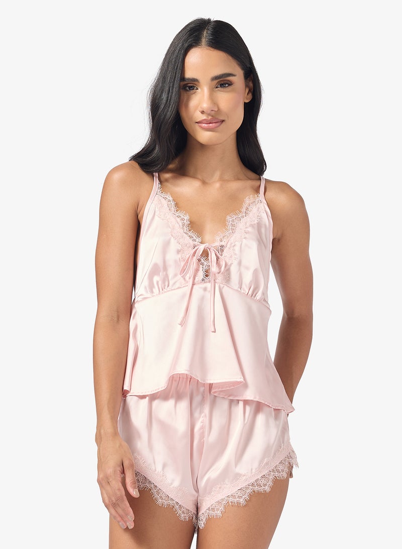 Ginger Satin Lace Detail Cami Top & Pyjama Set - Image 3