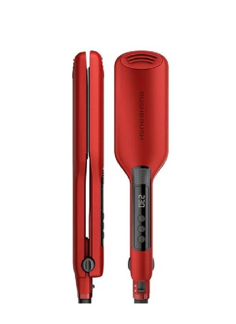 Rush Brush X1 Wide Straightener, LED screen, Auto shutdown, Safety lock - Red