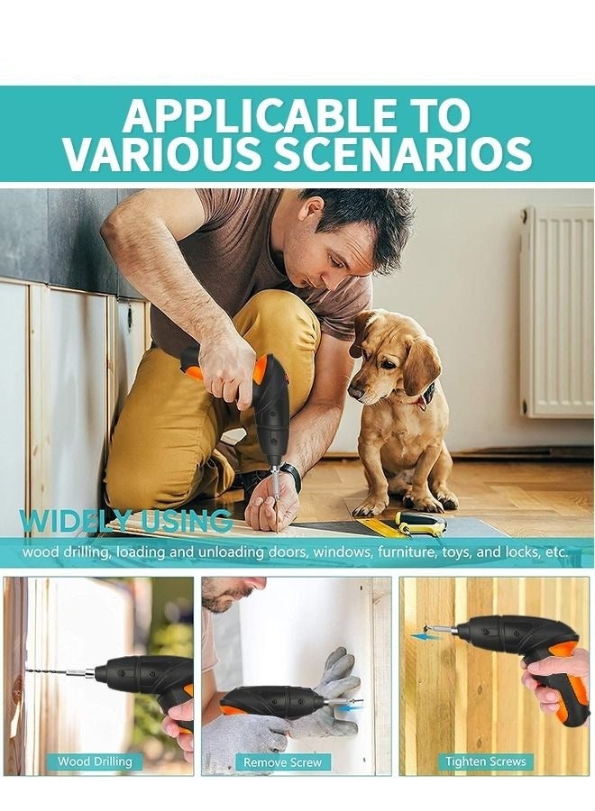 MIXDE Cordless Screwdriver Tool Kit,47 PCS 4.8V Electric Cordless Screwdriver Drill With Built-in LED Light,Hand Tool Kit For Home With Storage Toolbox - Image 4