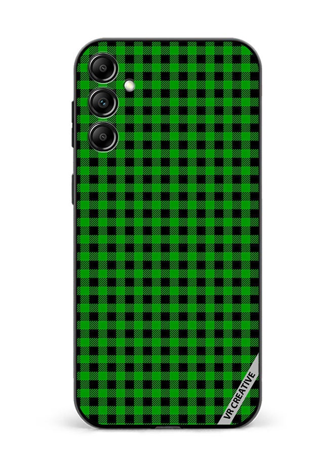 VR CREATIVE Protective Case Cover For Samsung Galaxy A34 Green And Black Buffalo Plaid Texture Checkered Seamless Pattern Design Multicolour - Image 1