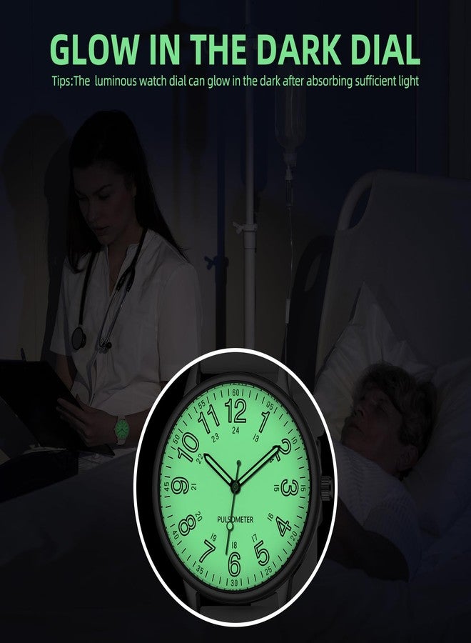 ساعة TWOPTION المقاومة للماء للممرضات، مناسبة للعاملين في المجال الطبي، والأطباء، والممرضات من النساء والرجال، تعرض التوقيت العسكري بنظام 12/24 ساعة، ساعة تناظرية مع عقرب ثوانٍ، مينا مضيء سهل القراءة، ساعات ممرضات للنساء - Image 4