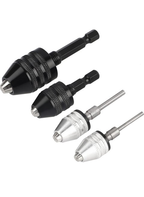 Keyless Drill Chuck Conversion Tool, 4PCS 1/4, 1/8, 1/16 Inch Hex and Round Shank Drill Bit Chuck Adapter Converter