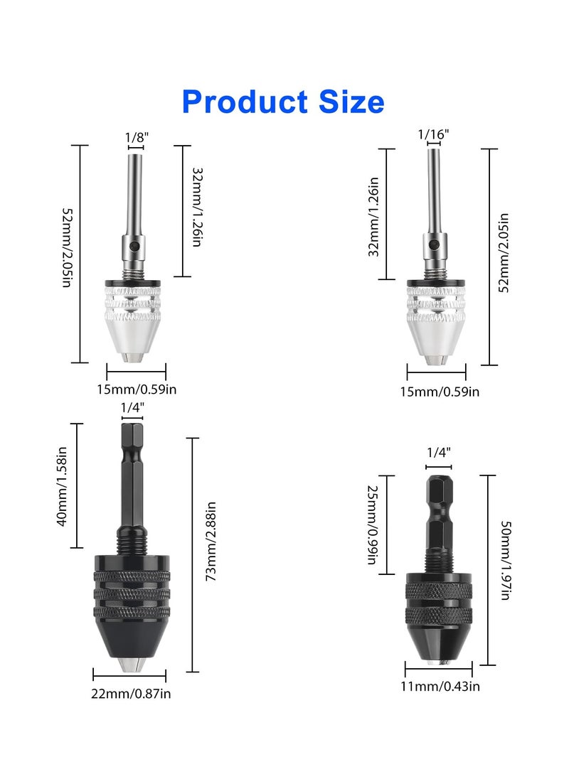 Keyless Drill Chuck Conversion Tool, 4PCS 1/4, 1/8, 1/16 Inch Hex and Round Shank Drill Bit Chuck Adapter Converter - pzsku/ZA38EE324A843987D0E9AZ/45/_/1736788810/6e38660e-9daa-4cf0-b9fb-25f272d42283