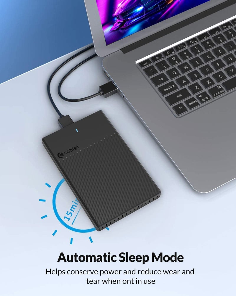 Cablet 2.5 Inch SATA USB 3.0 HDD/SSD Portable External Enclosure for 7mm and 9.5mm, Tool-Free Design, Supports UASP Max 6TB - Image 4