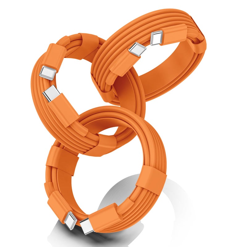 FEEL2NICE for iPhone 17 Pro Max Orange USB C to USB C Cable, 3-Pack 6FT 60W Fast Charging Type-C to Type-C Cords Compatible with iPhone 17/16 Pro/Pro Max, iPad Pro/Air, MacBook Air/Pro, iPhone 17 Air - Image 1