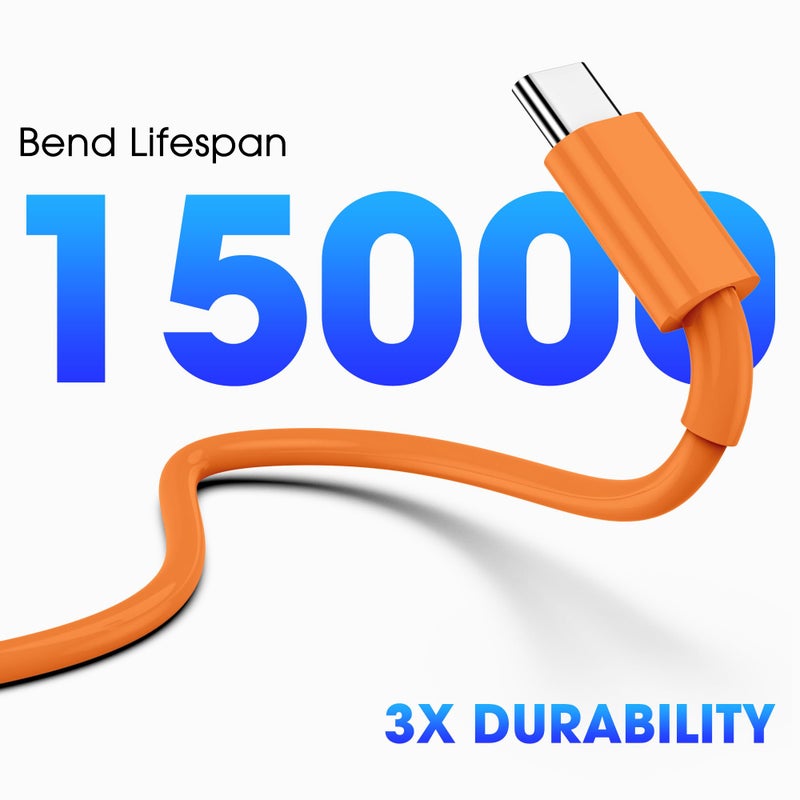 FEEL2NICE for iPhone 17 Pro Max Orange USB C to USB C Cable, 3-Pack 6FT 60W Fast Charging Type-C to Type-C Cords Compatible with iPhone 17/16 Pro/Pro Max, iPad Pro/Air, MacBook Air/Pro, iPhone 17 Air - Image 4