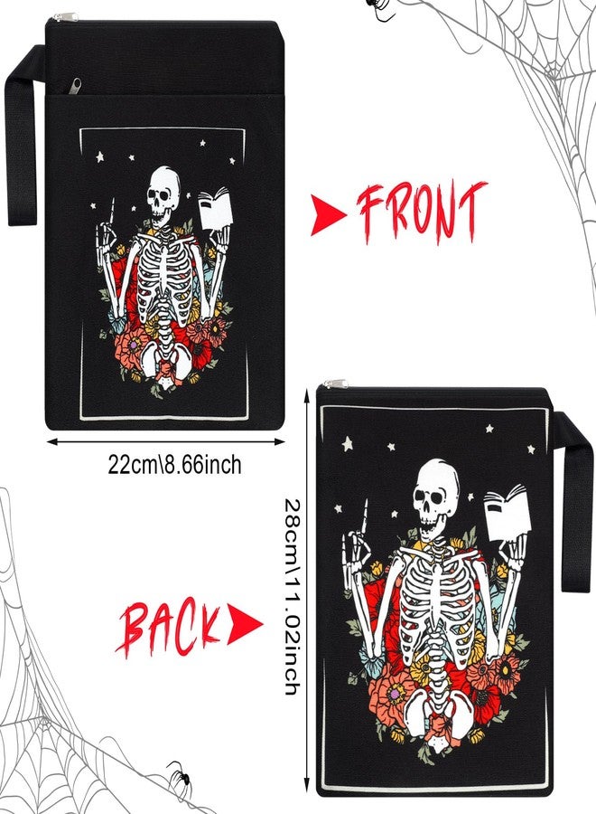 Fuyoooo 6 Pack Gothic Book Covers Book Club Gifts Book Covers for Paperbacks Skeleton Book Sleeve with Zipper Book Case Bag Gothic Book Protector for Book Lovers Teacher Student Gifts - Image 3