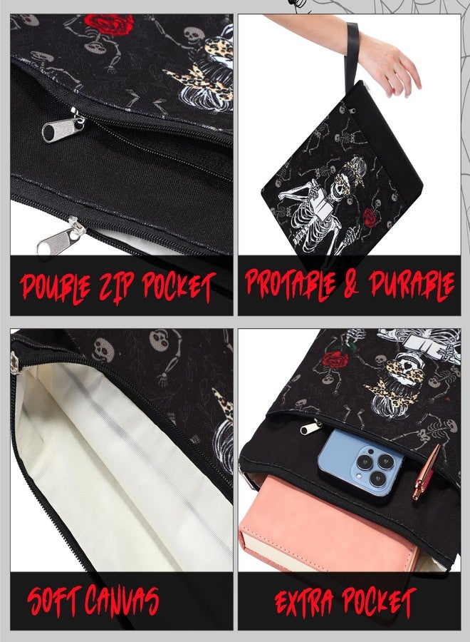 Fuyoooo 6 Pack Gothic Book Covers Book Club Gifts Book Covers for Paperbacks Skeleton Book Sleeve with Zipper Book Case Bag Gothic Book Protector for Book Lovers Teacher Student Gifts - Image 4