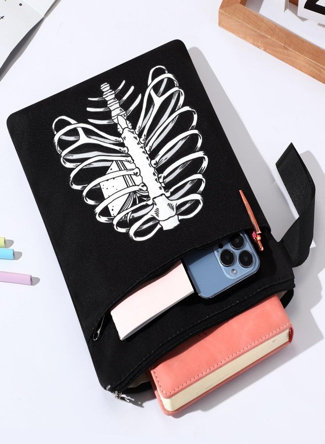 Fuyoooo 6 Pack Gothic Book Covers Book Club Gifts Book Covers for Paperbacks Skeleton Book Sleeve with Zipper Book Case Bag Gothic Book Protector for Book Lovers Teacher Student Gifts - Image 2