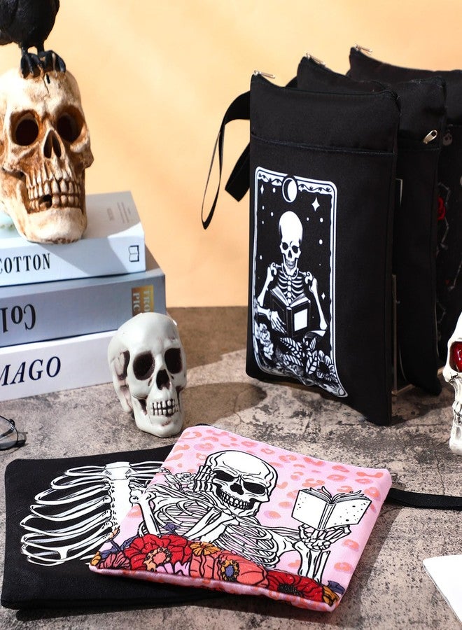 Fuyoooo 6 Pack Gothic Book Covers Book Club Gifts Book Covers for Paperbacks Skeleton Book Sleeve with Zipper Book Case Bag Gothic Book Protector for Book Lovers Teacher Student Gifts - Image 5