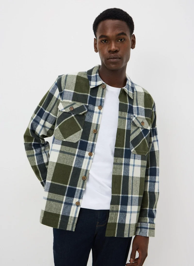 Matalan Khaki Checked Over-shirt