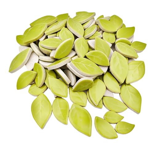 YOZIEMQ 500g11lb LeafShaped Ceramic Mosaic TilesCeramic Mosaic Pieces for CraftsMosaic Tiles for Home Decoration or DIY CraftsMosaic Making Supplies Yellowish Green - Image 3