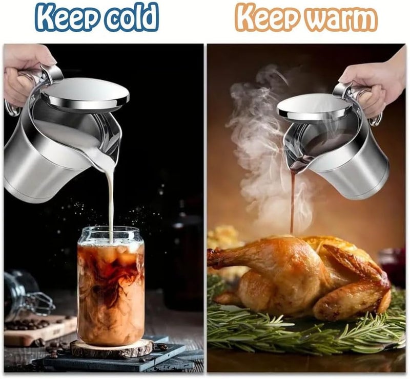 URONN Double Insulated Gravy Boat – Stainless Steel Sauce Jug with Hinged Lid - Image 5