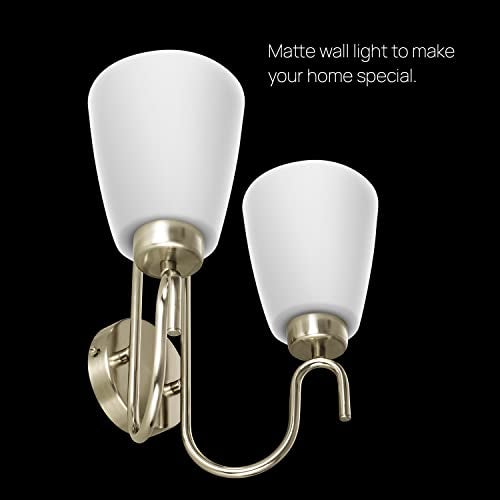 Wipro BeuHome Double Wall Light BW01 | Premium Indoor Decorative Light with Contemporary Sleek Design | Antique Surface Mounted Classic Wall Light for Bedroom, Living Room | B22 (2H, Matte Nickel) - Image 4