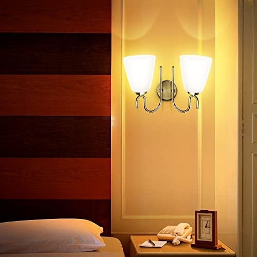 Wipro BeuHome Double Wall Light BW01 | Premium Indoor Decorative Light with Contemporary Sleek Design | Antique Surface Mounted Classic Wall Light for Bedroom, Living Room | B22 (2H, Matte Nickel) - Image 3