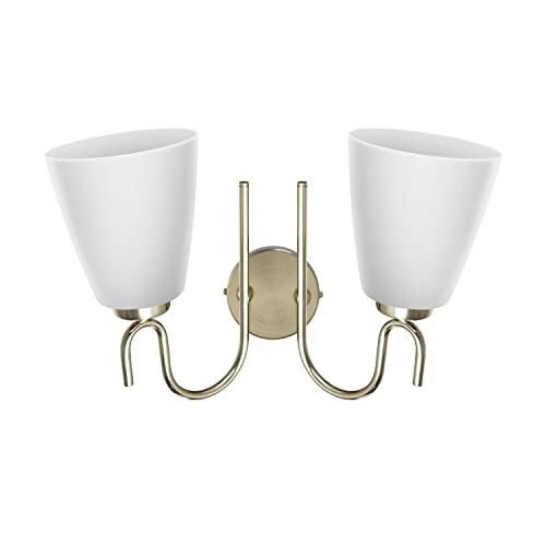 Wipro BeuHome Double Wall Light BW01 | Premium Indoor Decorative Light with Contemporary Sleek Design | Antique Surface Mounted Classic Wall Light for Bedroom, Living Room | B22 (2H, Matte Nickel) - Image 2