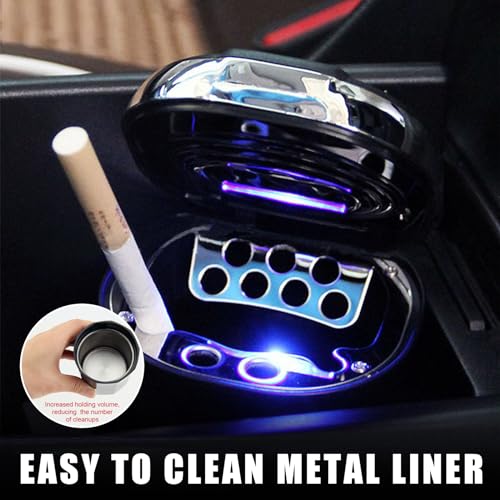 Suvnie Car Ashtray with Lid, Detachable USB Rechargeable Auto Cigarette Lighter with Blue LED Light, Portable Smell Proof Stainless Car Ash Tray, Mini Automotive Trash Can (Red) - Image 5