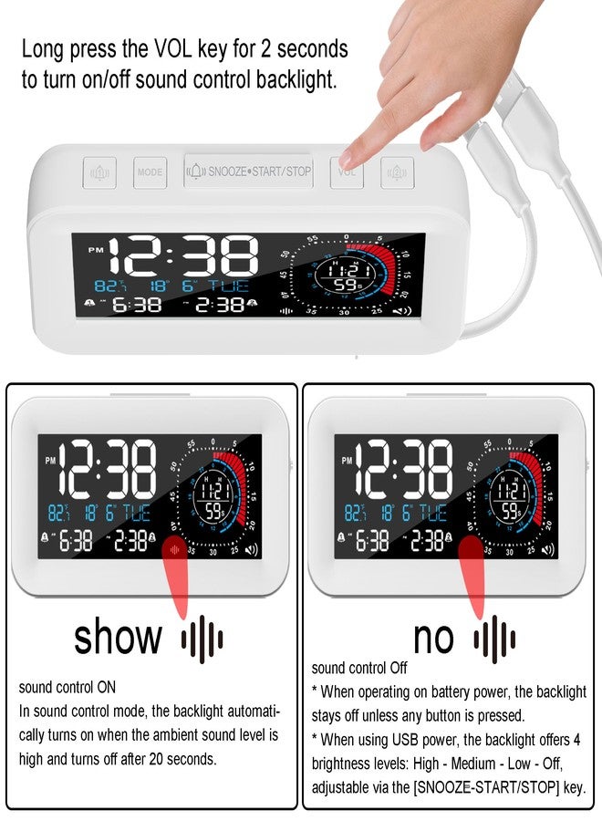 TPKKNGE Digital Dual Alarm Clock for Bedroom,Visual Timer Clock for Kids,Dual Display Countdown Stopwatch Timer Dual Alarm Clock, Time Management Station for Homeschooling Teaching Home Kitchen Office (White) - Image 5