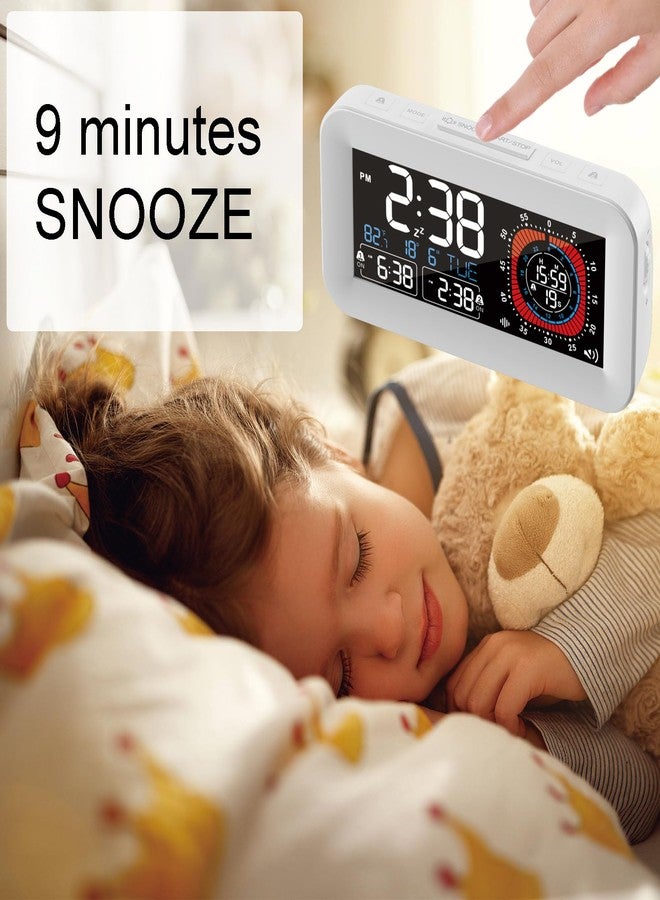 TPKKNGE Digital Dual Alarm Clock for Bedroom,Visual Timer Clock for Kids,Dual Display Countdown Stopwatch Timer Dual Alarm Clock, Time Management Station for Homeschooling Teaching Home Kitchen Office (White) - Image 2