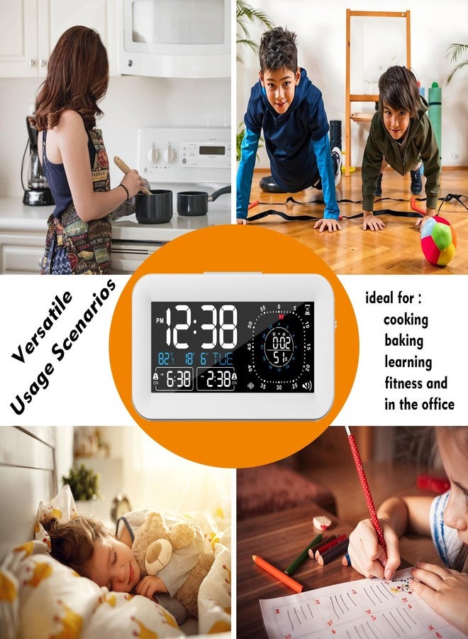 TPKKNGE Digital Dual Alarm Clock for Bedroom,Visual Timer Clock for Kids,Dual Display Countdown Stopwatch Timer Dual Alarm Clock, Time Management Station for Homeschooling Teaching Home Kitchen Office (White) - Image 4