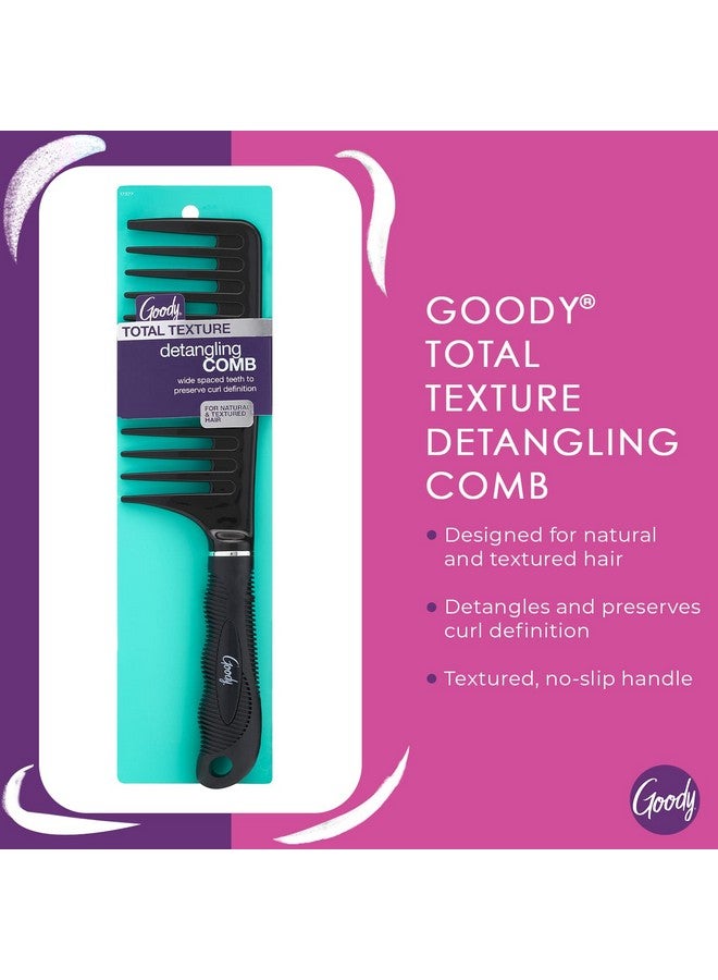GOODY Total Texture Detangling Handle Comb, Wide Spaced Teeth Preserve Curl Definition, Pain-Free Hair Accessories for Women & Girls, Durable for Everyday and Professional Use, Black - Image 2