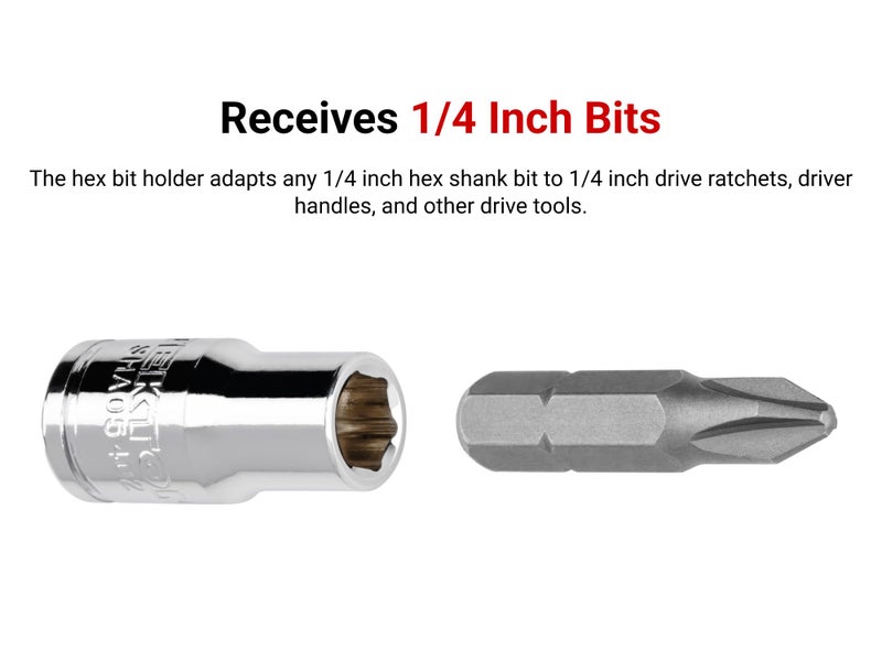 TEKTON 1/4 Inch Drive x 1/4 Inch Magnetic Hex Bit Holder Socket | SHA05402 - Image 5