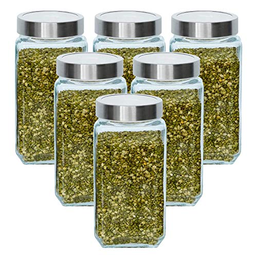 Femora Glass Containers for Kitchen|1000ml| Set of 6| Glass Storage Jars for Kitchen| 1 Year arranty| Jars for Snacks, Fry Food, Masala, Spice, Pickles, Cookies - Image 2