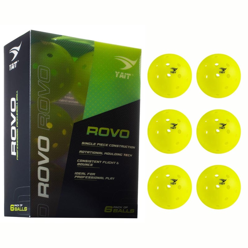 YAIT Sports Rovo Pickleball Ball (Pack of 6) | 40 Hole Outdoor Ball for Tournament Play | Single Piece Rotational Molded | High Performance PP Material, Advanced Aerodynamics | AIPA Approved (Green) - Image 1