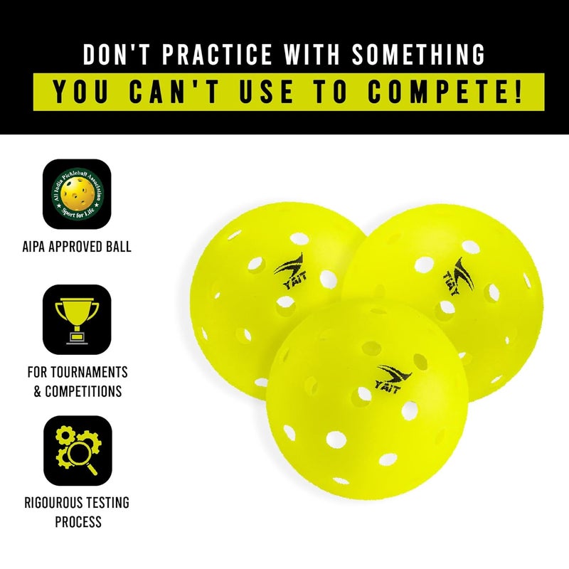 YAIT Sports Rovo Pickleball Ball (Pack of 6) | 40 Hole Outdoor Ball for Tournament Play | Single Piece Rotational Molded | High Performance PP Material, Advanced Aerodynamics | AIPA Approved (Green) - Image 5