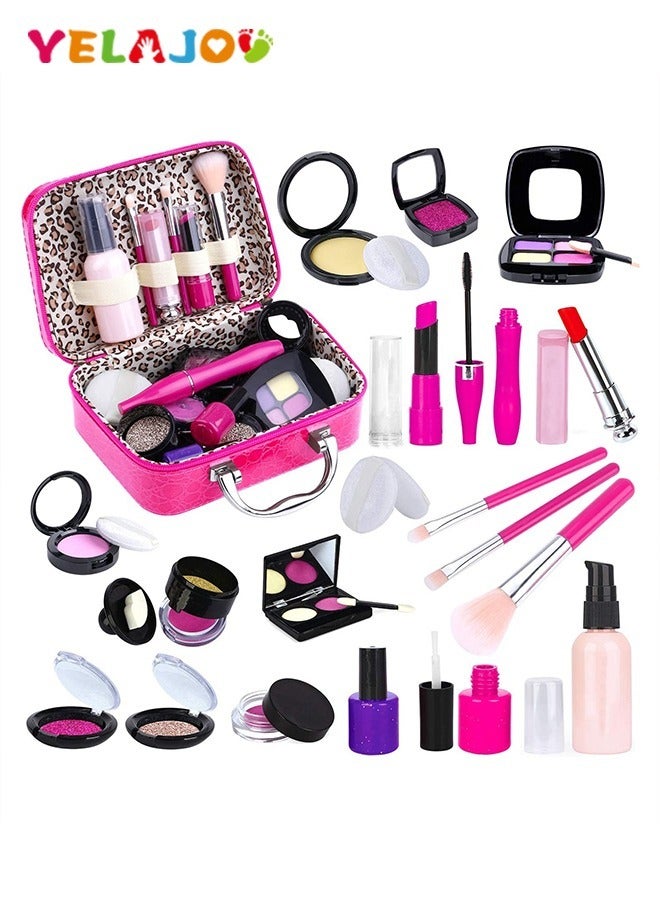YelaJoy Kids Pretend Play Makeup Set with Cosmetic Bag - Image 1