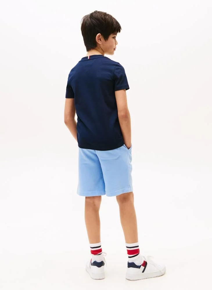 تومي هيلفيغر Kids Script Flag Print Crew Neck T-Shirt