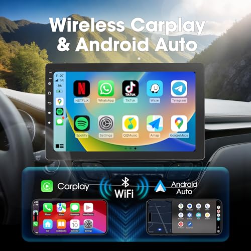Haudio 10.1 inch Single Din Car Stereo, Rotatable Touch Screen Radio with Wireless Apple CarPlay & Android Auto, Backup Camera, Mirror Link, SWC, GPS, Voice Control, Bluetooth, WiFi - Image 3