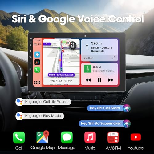 Haudio 10.1 inch Single Din Car Stereo, Rotatable Touch Screen Radio with Wireless Apple CarPlay & Android Auto, Backup Camera, Mirror Link, SWC, GPS, Voice Control, Bluetooth, WiFi - Image 4
